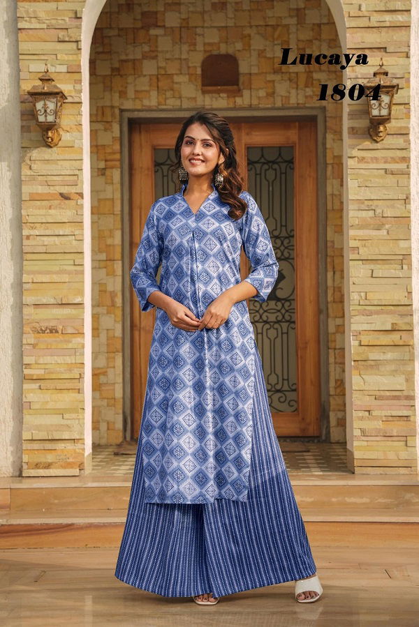 Lucaya Vol 18 Printed Casual Wear Kurti With Bottom Wholesale Market In Surat
